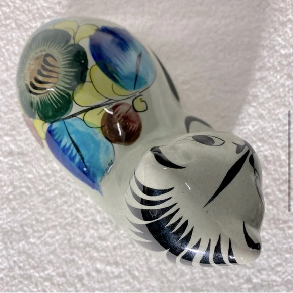 Vintage Tonala Mexico Folk Art Grey Painted Ceramic Cat Statue - Picture 6 of 16